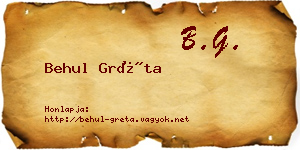 Behul Gréta névjegykártya